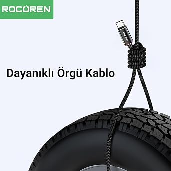 Rocoren Type-C to USB-A RGB Aydınlatmalı 3A Hızlı Şarj ve Data Kablosu 1 Metre