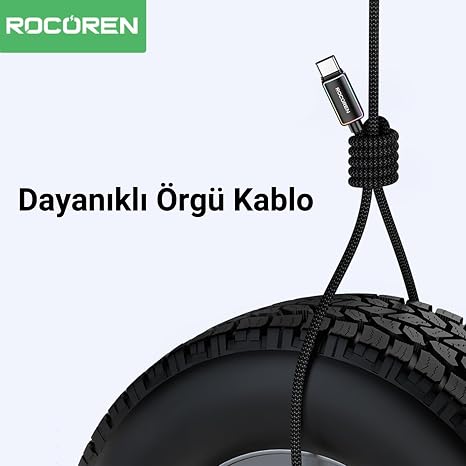 Rocoren Type-C to USB-A RGB Aydınlatmalı 3A Hızlı Şarj ve Data Kablosu 1 Metre