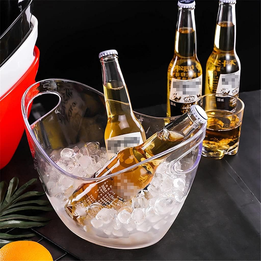 Acrylic White Transparent Ice Buckets Ice Container Champagne Ice Bucket with Handle Bar KTV Supplies Red Wine Beer Party Bucket (C) image 5