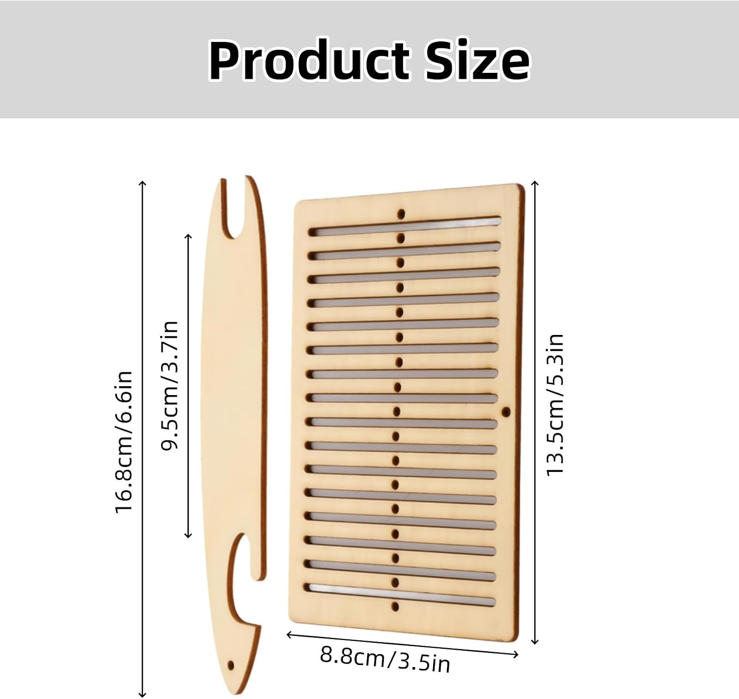Fuzdaycu Rigid Heddle Loom Kit 4 Pcs Wood Weaving Shuttles and Accessories for Adult Beginner Quick Weave Starter Set for Bracelet Bag Belt and Camera Strap