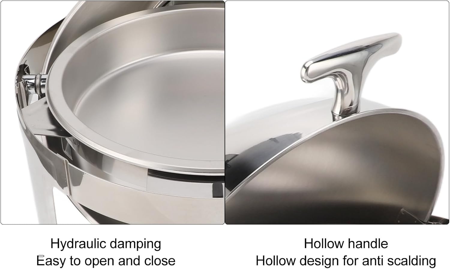 Chafing Dish Buffet Set Stainless Steel Buffet Chafer 6 L Buffet Catering Food Warmer Alcohol Heater Visible Glass Lid Round,Pfanne mit 2 F?Chern