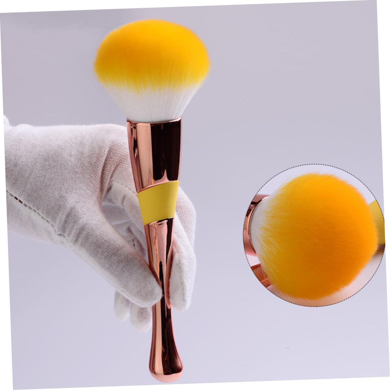 PLAFOPE Loose Powder Makeup Brush Double-ended Brush Fan Stippling Silicone Handle Comfortable Easy to Use Makeup Tools Kit for Cosmetics