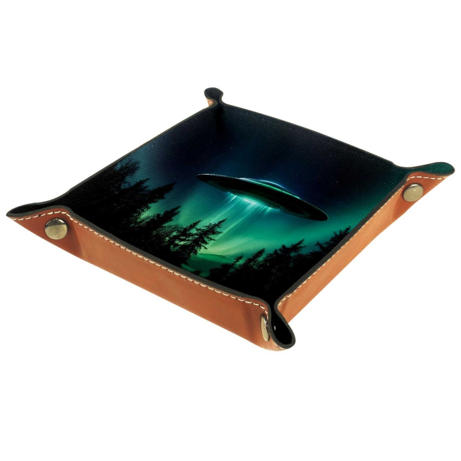 VAPOKF Aurora UFO Portable Folding Dice Rolling Tray, Microfiber Leather Dice Holder for Dice Games Like RPG, DND and Other Table Games