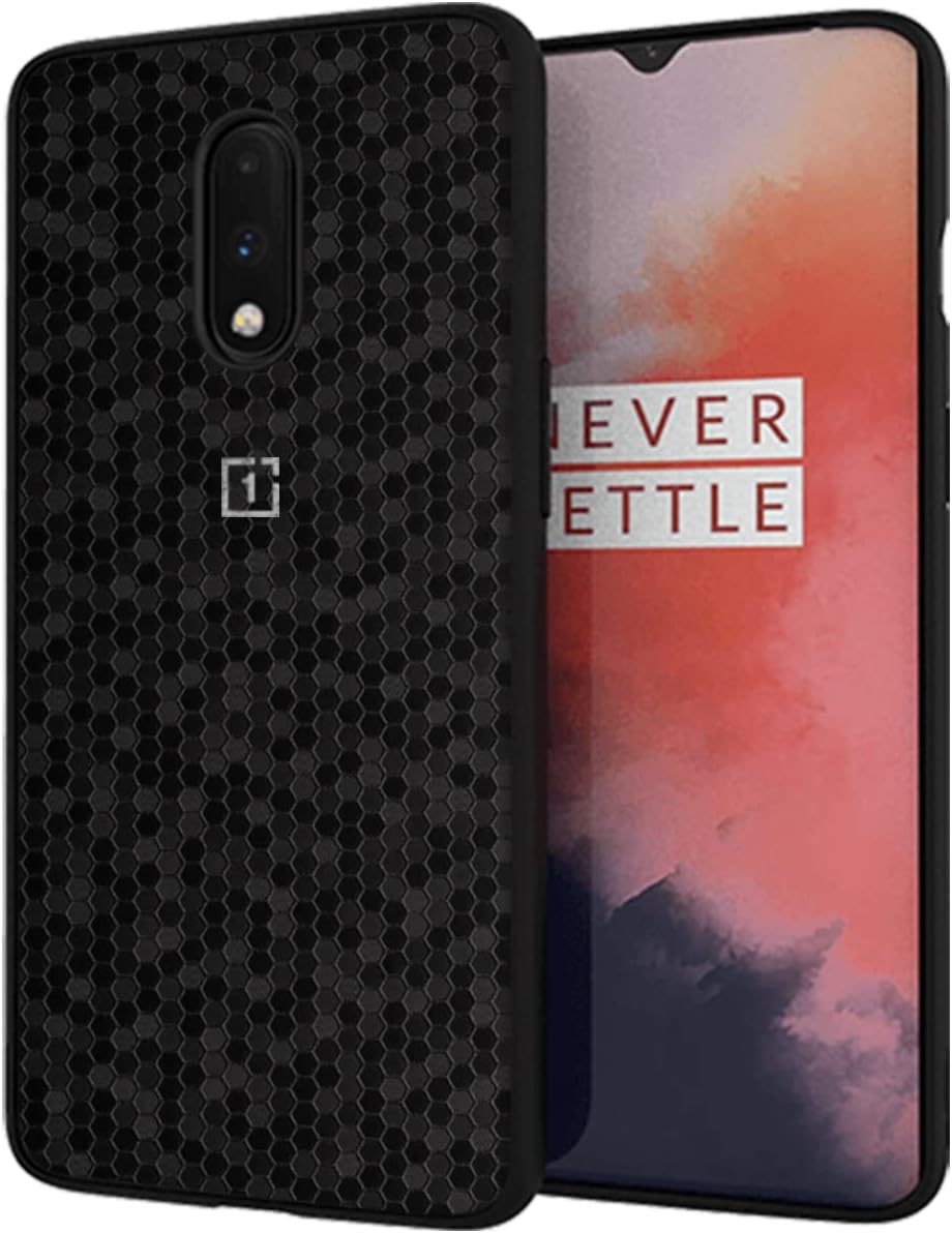 Riggear Sleek OnePlus 7 Back Cover Case (TPU+PC | Black Hive)