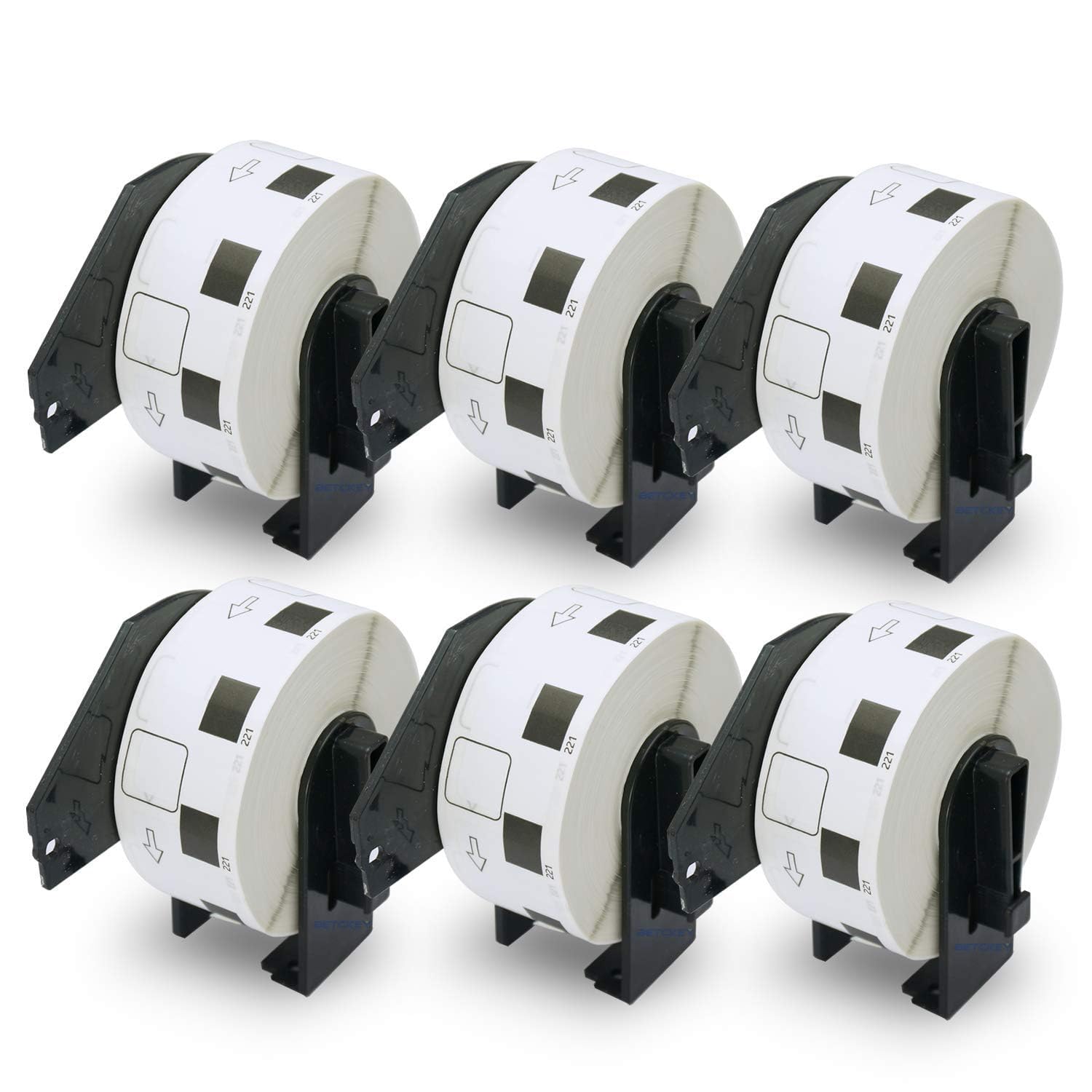 BETCKEY - Compatible Square Labels Replacement for Brother DK-1221 (0.9 in x 0.9 in), Use with Brother QL Label Printers [6 Rolls/6000 Labels]