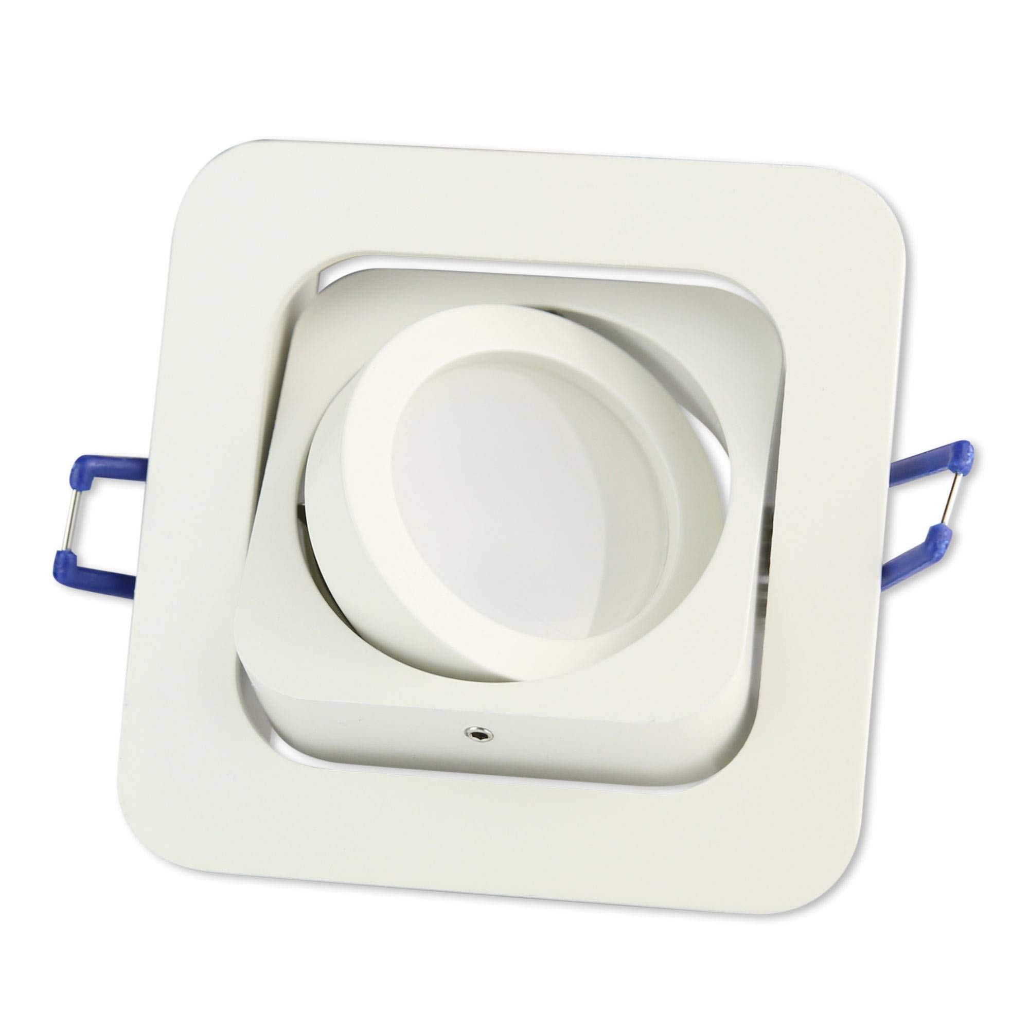 6 focos empotrables LED blanco cuadrado 9 W blanco cálido GU10 230 V plano – Focos empotrados orientables e inclinables perforación 80 mm – Instalación – focos de techo – focos empotrables