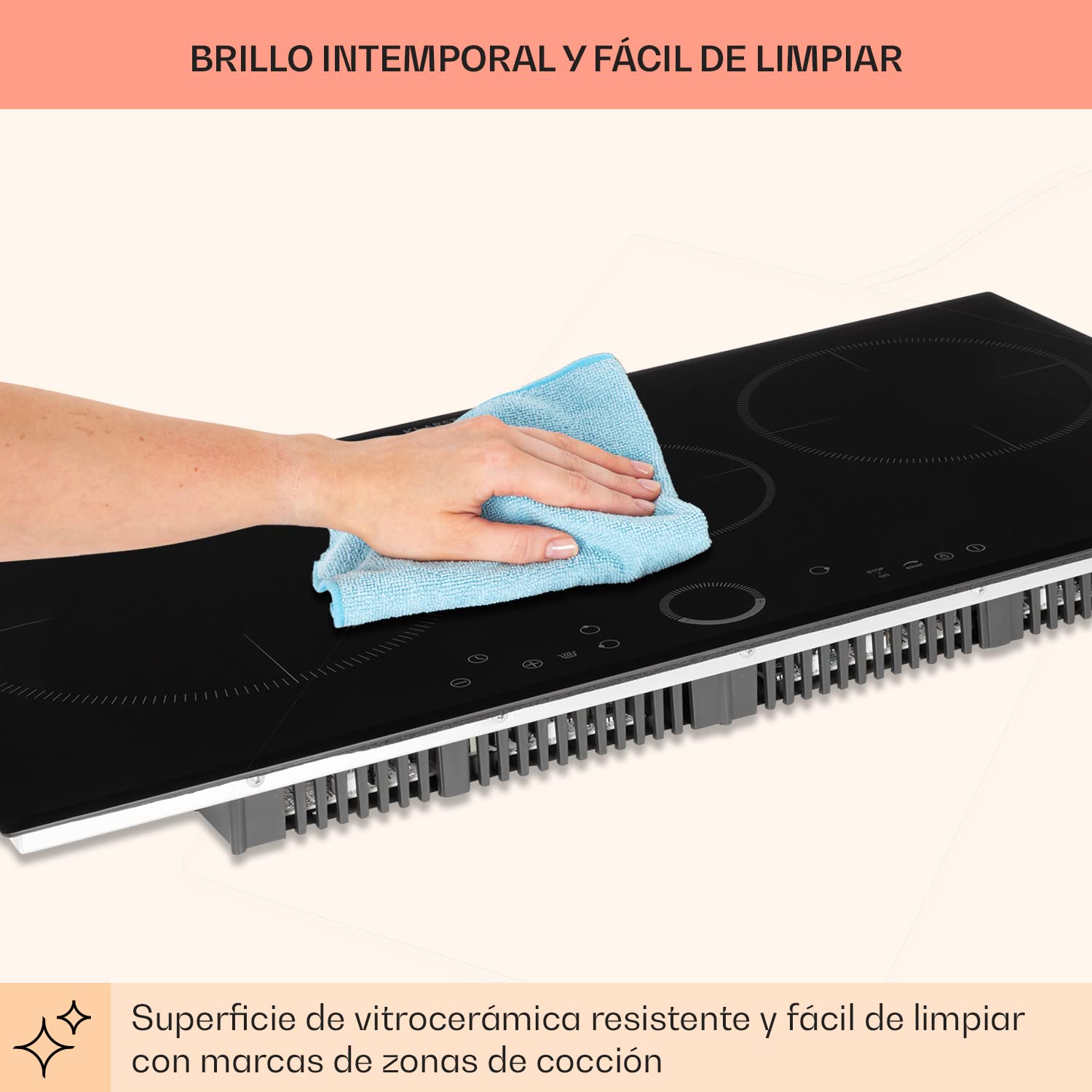 Klarstein Placa Induccion Eléctrica, 5800W, Vitrocerámica Inducción Eléctrica de 3 Fuegos, Placas de Cocción de Sobremesa, Control Táctil, Placas de Cocción de Inducción, Eléctricas para Cocinar