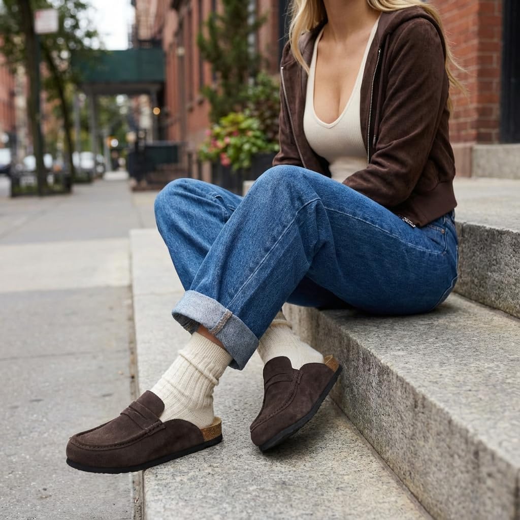 CUSHIONAIRE Fondu Genuine Leather Mule Clogs for Women, Comfortable Slip On Womens Shoes with Penny Strap Accent and Memory Foam Footbed - Image 3