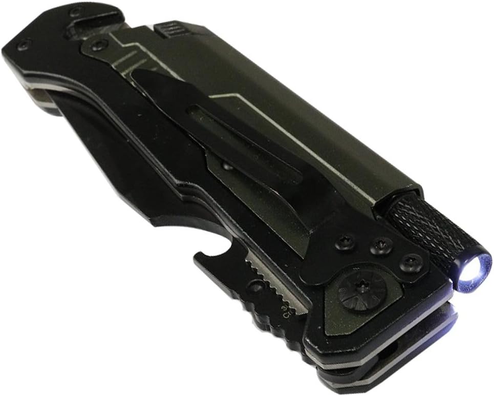 Defender-Xtreme 8.5" Multi Function Folding Knife Olive Green Color Handle