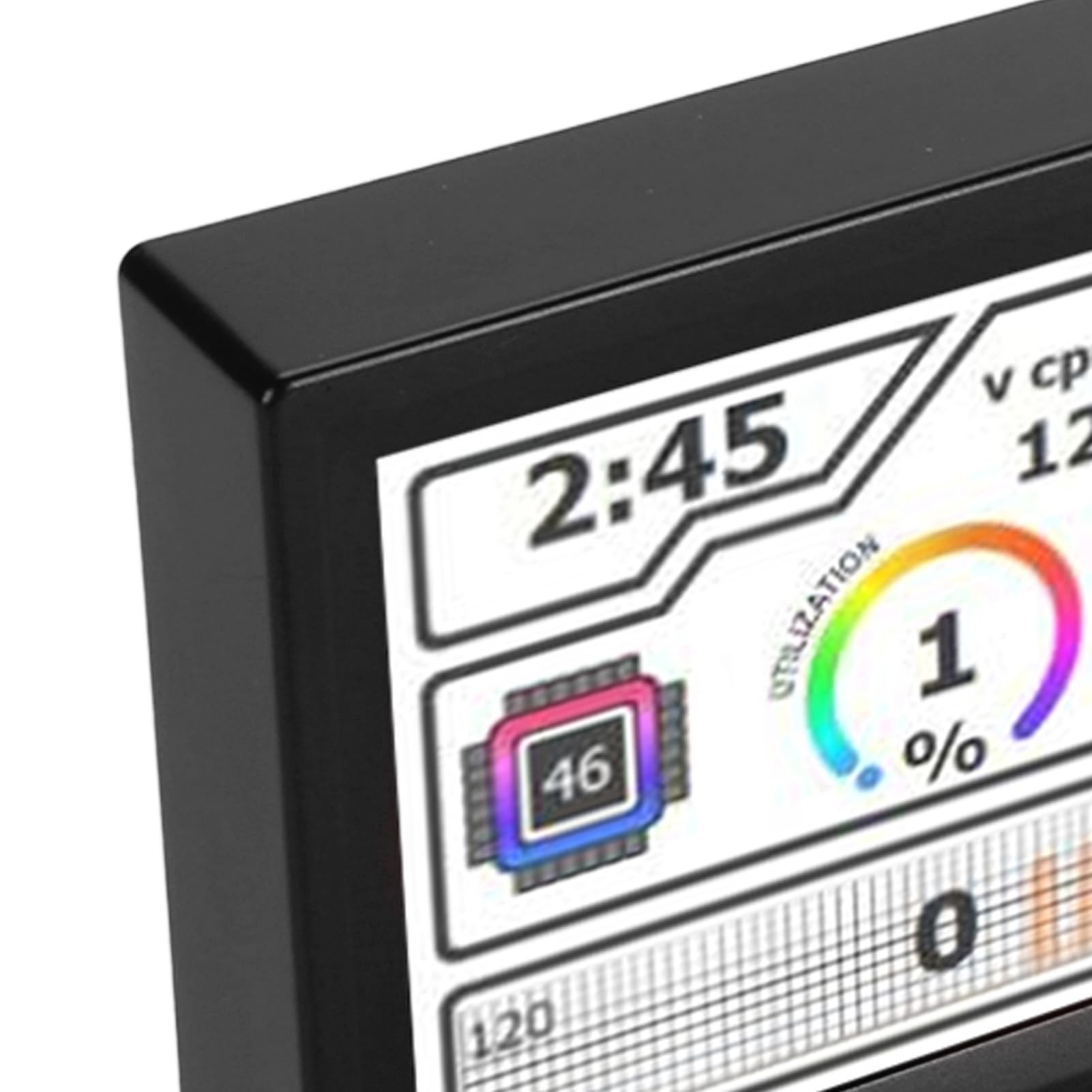 Yunseity Pannello Sensore Visualizzazione Temperatura PC, Display Temperatura PC Touch Screen da 8,8 Pollici Supporto Schermo Secondario Tema Dinamico per Programmatori (BLACK)