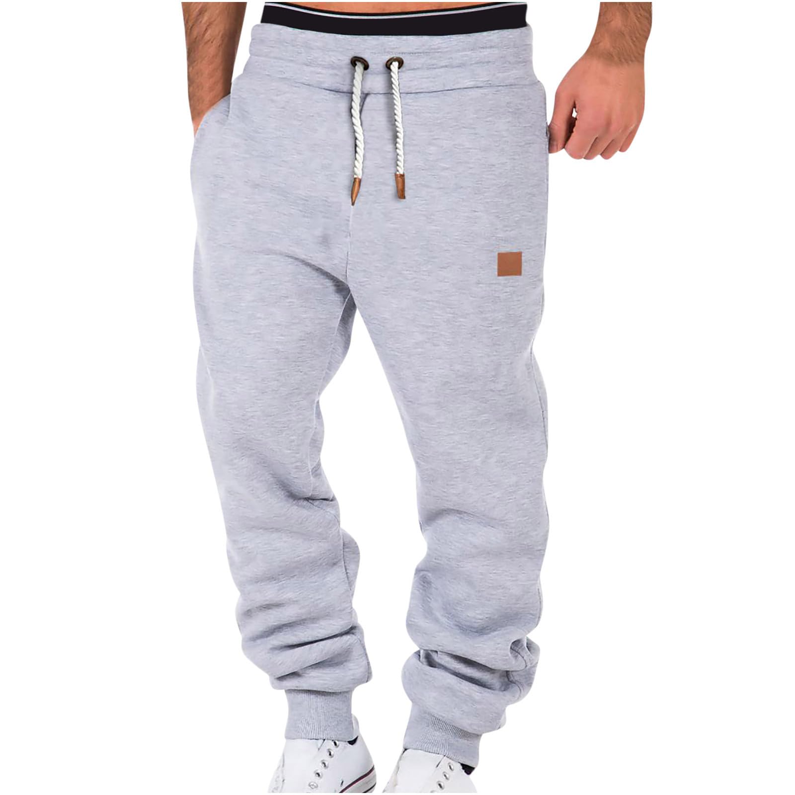 Cotton Joggers for Men Casual Loose Fit Big and Tall Drawstring Sweatpants Workout Athletic Running Pants
