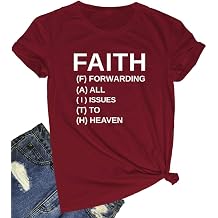 BLACKOO Women Faith Round Neck Graphic T Shirts Cute Funny Tops
