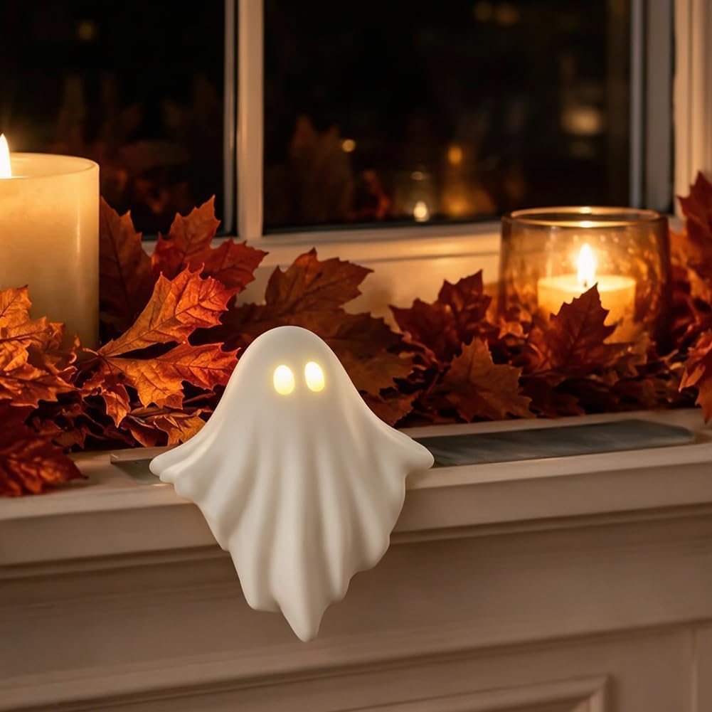 Spooky Light Up Ghosts, Mini LED Ghost lamp, Halloween Decorations、1Pcs