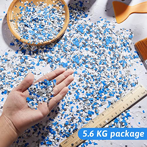 12.4 Lb Decorative Color Chips Garage Floor Coating Garage Floor Paint Epoxy Flakes Paint Chips Concrete Floor Coatings For Garage Wall Interior And Exterior House Paint (Black, White, Blue, Gray) #TOP1