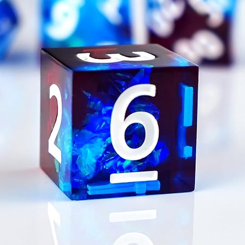 Miniatura 6 de Sharp DND Dice Set Polyhedral Black and Gold Resin Dice Sets Sharp Edge Dice Roleplaying Games Shadowrun Pathfinder MTG