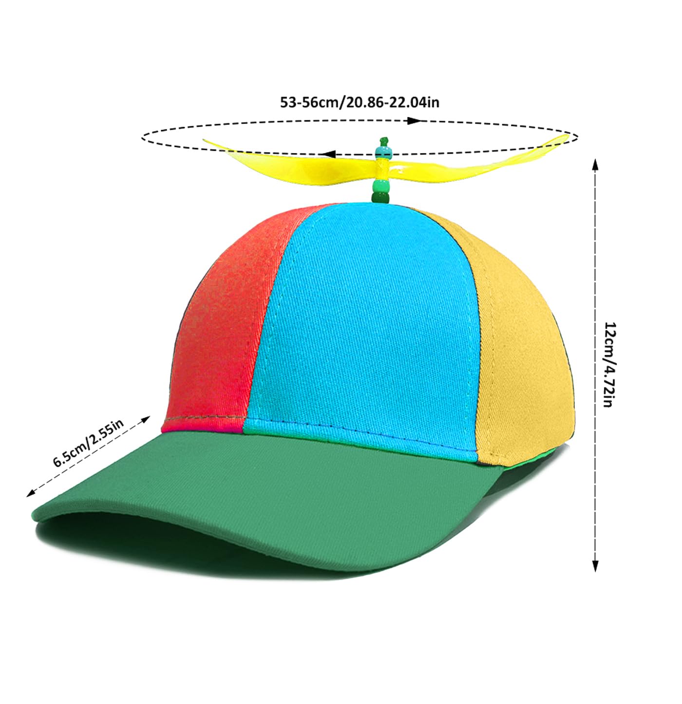 SSKHE Propeller Hat,Adults Funny Helicopter Fisherman Hat,Colorful Patchwork Rainbow Propeller Cap,Summer Sun Protection Sun Hat,colorful helicopter hat for Fancy Dress Party Gifts - Image 2