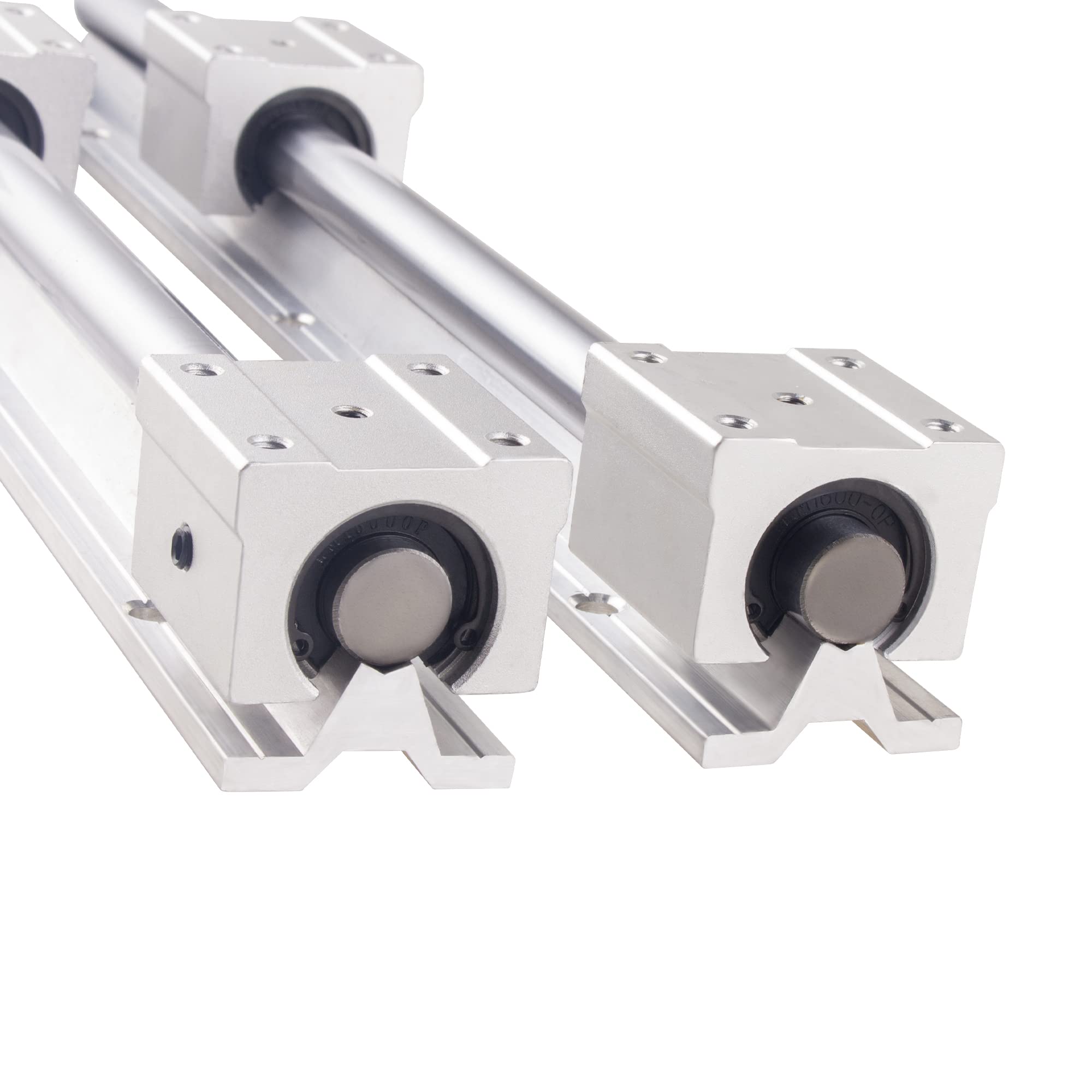 Binario lineare SBR20, 1000 mm, 2 guide lineari con 4 blocchi di cuscinetti SBR20UU, guida lineare antiruggine con fori preforati, per stampanti 3D fai da te e macchine CNC, argento