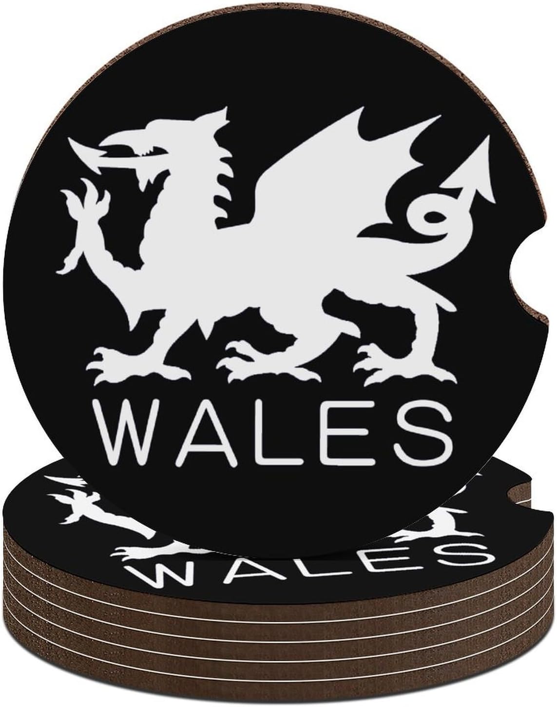Wales Welsh Flag Cute Car Coasters 2.56 Inch Absorbent Cup Holder for Drinks Auto Interior Accessories