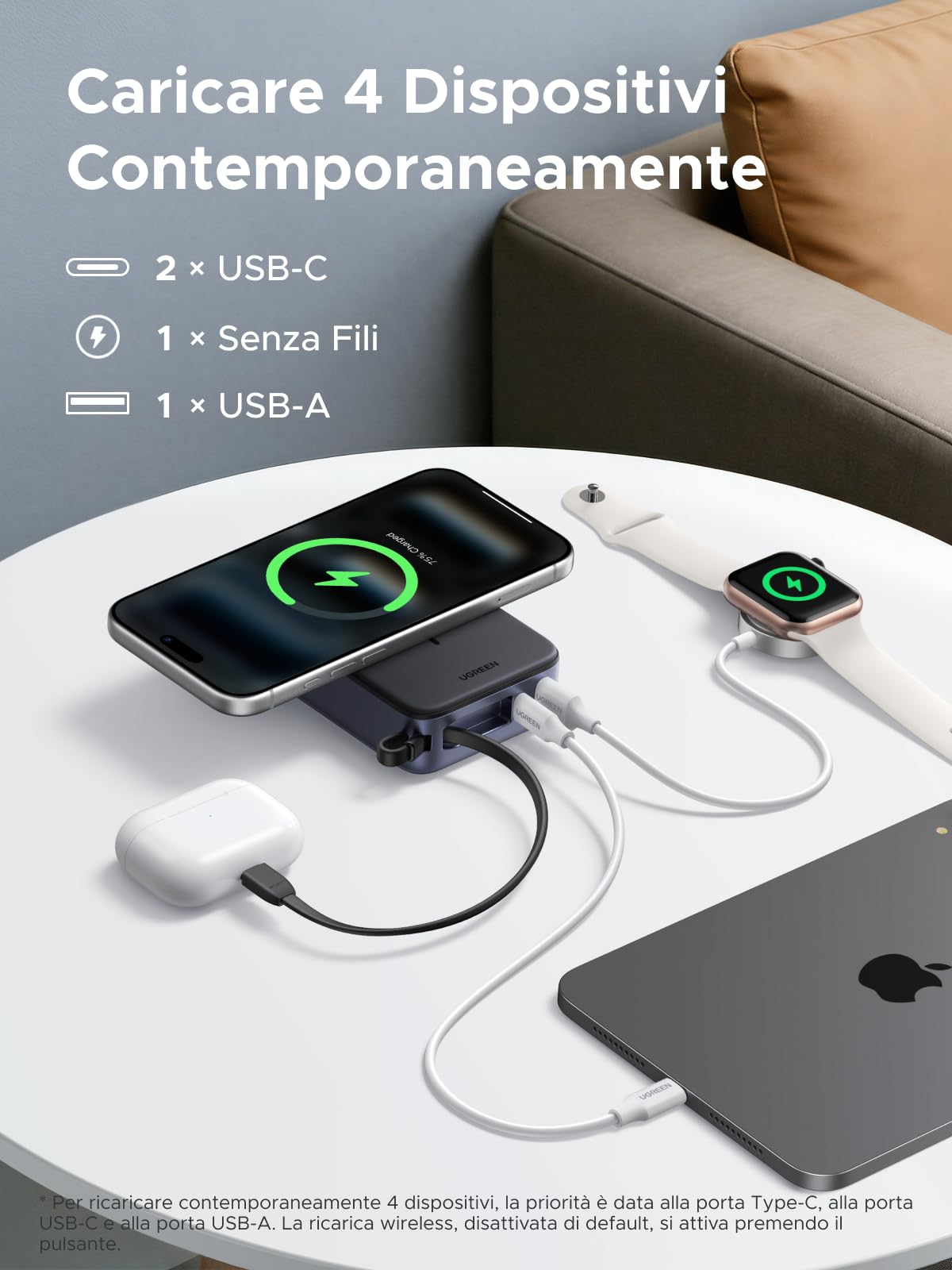 UGREEN Zapix Qi2 15W Batteria Esterna Magsafe 20000mAh Power Bank USB C 30W | Caricatore Portatile Magnetico Wireless, Ricarica Rapida USB C 30W Compatibile con iPhone 17 16 15 14 13 12 Air Plus Pro Max