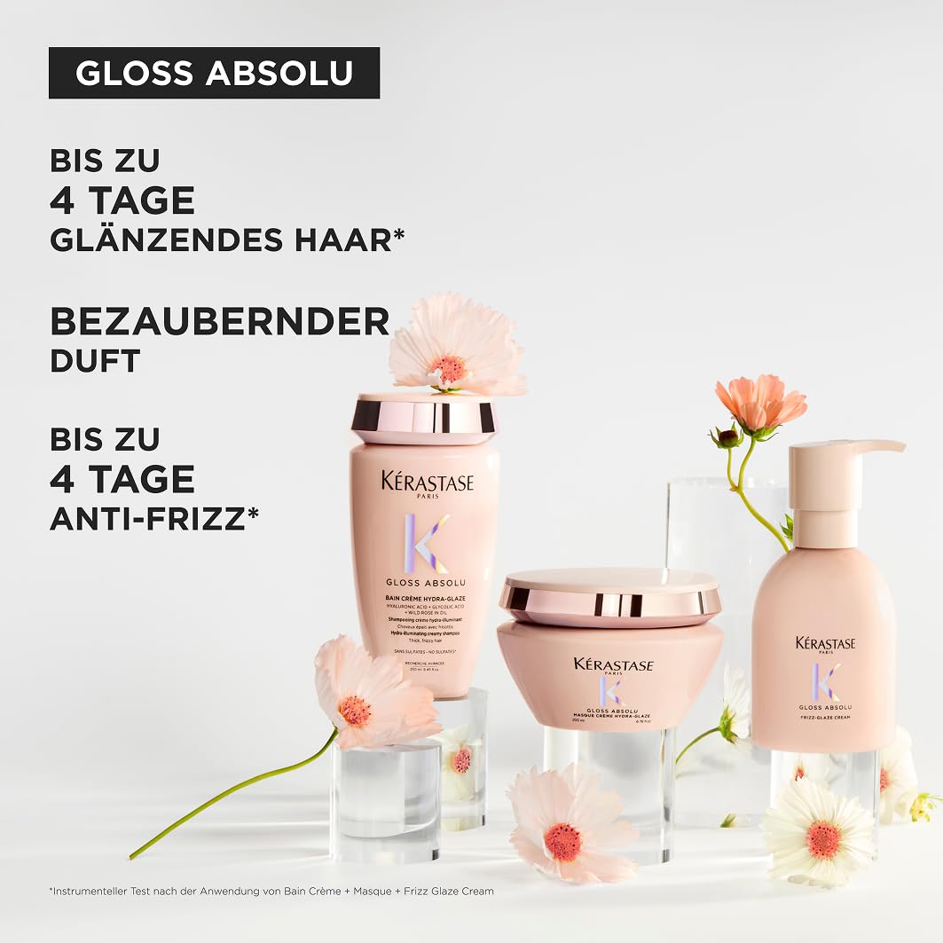 Kérastase Gloss Absolu Frizz-Glaze Cream, Leave-In Conditioner mit Hitzeschutz für die Haare, Anti-Frizz Styling & Curl Cream für Glanz & Geschmeidigkeit, Haarpflege für Damen, 240 ml