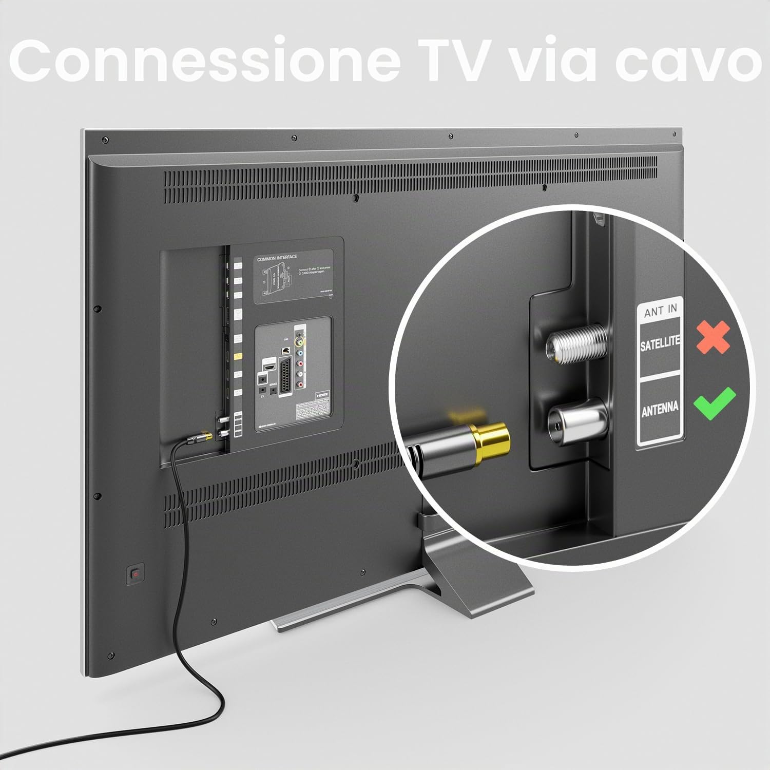 deleyCON 1m Cavo Antenna TV 4K - 4K Ultra-HD Full HD HDTV - 1x Angolato - Cavo Coassiale - Connettore IEC (dritto) a Presa IEC (90° Grad) - Connettori Metallo - Nero