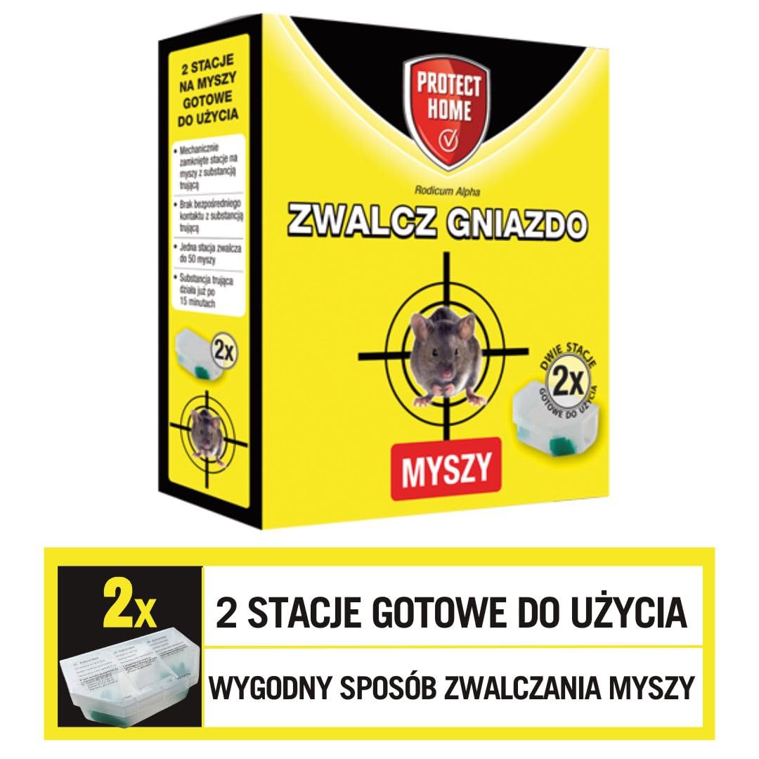 Rodicum Alpha - Trutka na myszy - 2 gotowe do użycia stacje deratyzacyjne z trutką w środku - Łatwe i bezpieczne w użyciu - Zwalcza nawet do 100 myszy