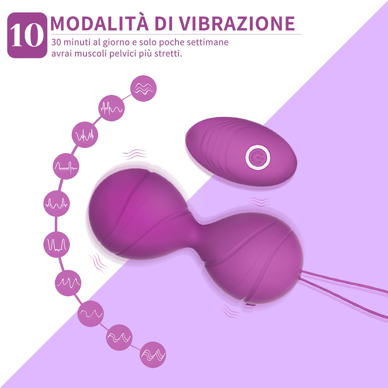 Ovetto Vibrante Con Telecomando 10 Modalità, Vibratore Sex Toys 3 IN 1, Controllo Della Vescica ed Esercizi Per il Pavimento Pelvico, Vibratoreper Donna Wireless, Kegel Palline Vibranti, Impermeabile