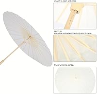 Vista 4 de Fydun - Sombrilla de papel blanco chino, sombrilla decorativa de papel blanco para boda, novia, fiesta, decoración, accesorios de fotos, pintura a