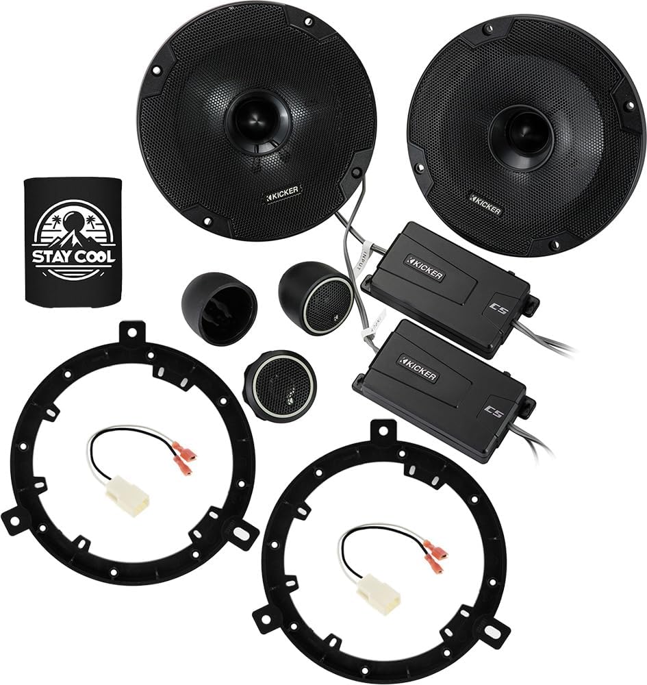 KICKER Speakers 6.75 inch for Jeep Wrangler JK 2018 Upgrade Kit - Pair of CS Series with Adapters and Harness, Component 6 3/4 Car Audio Front Dash or Rear Overhead Speaker CSS67, 46CSS674