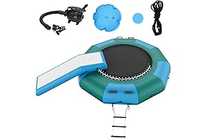 VEVOR 10ft Inflatable Water Trampoline with Slide: Bouncing Adventure on the Lake