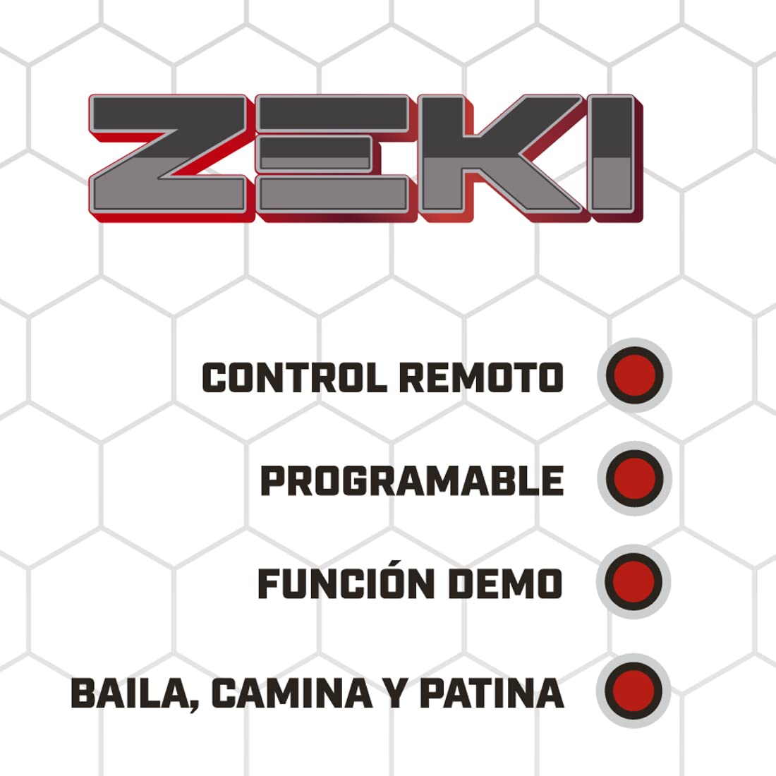 NBots - Zeki, Robot Radio controlado con múltiples prestaciones | Función Demo, Modo programación, anda, Patina, Baila, con música y Control de Volumen y con Luces en Ojos (NT10052)