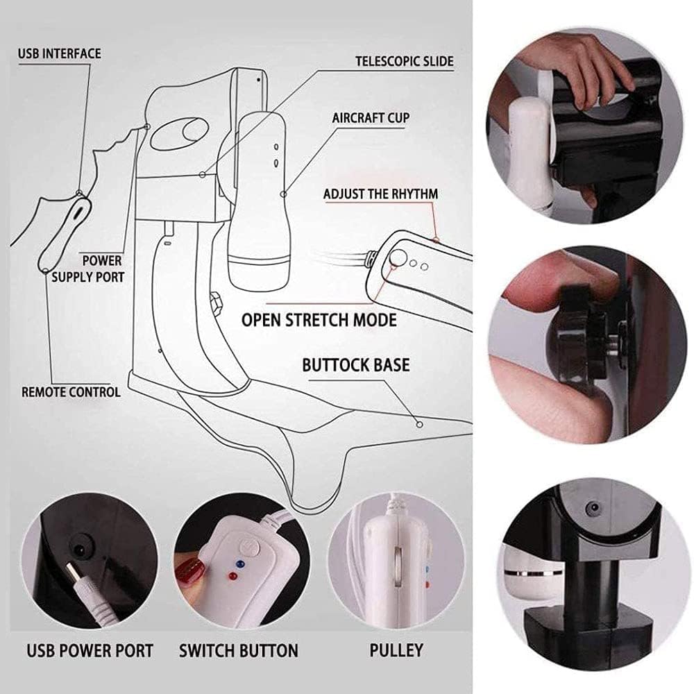 Macchina per Pompini Telescopica Automatica con Supporto, Masturbatori Elettrici per Coppe da Uomo, Giocattoli Sessuali con Fica Tascabile Masturbatore Vaginale Realistico con Vibrazione