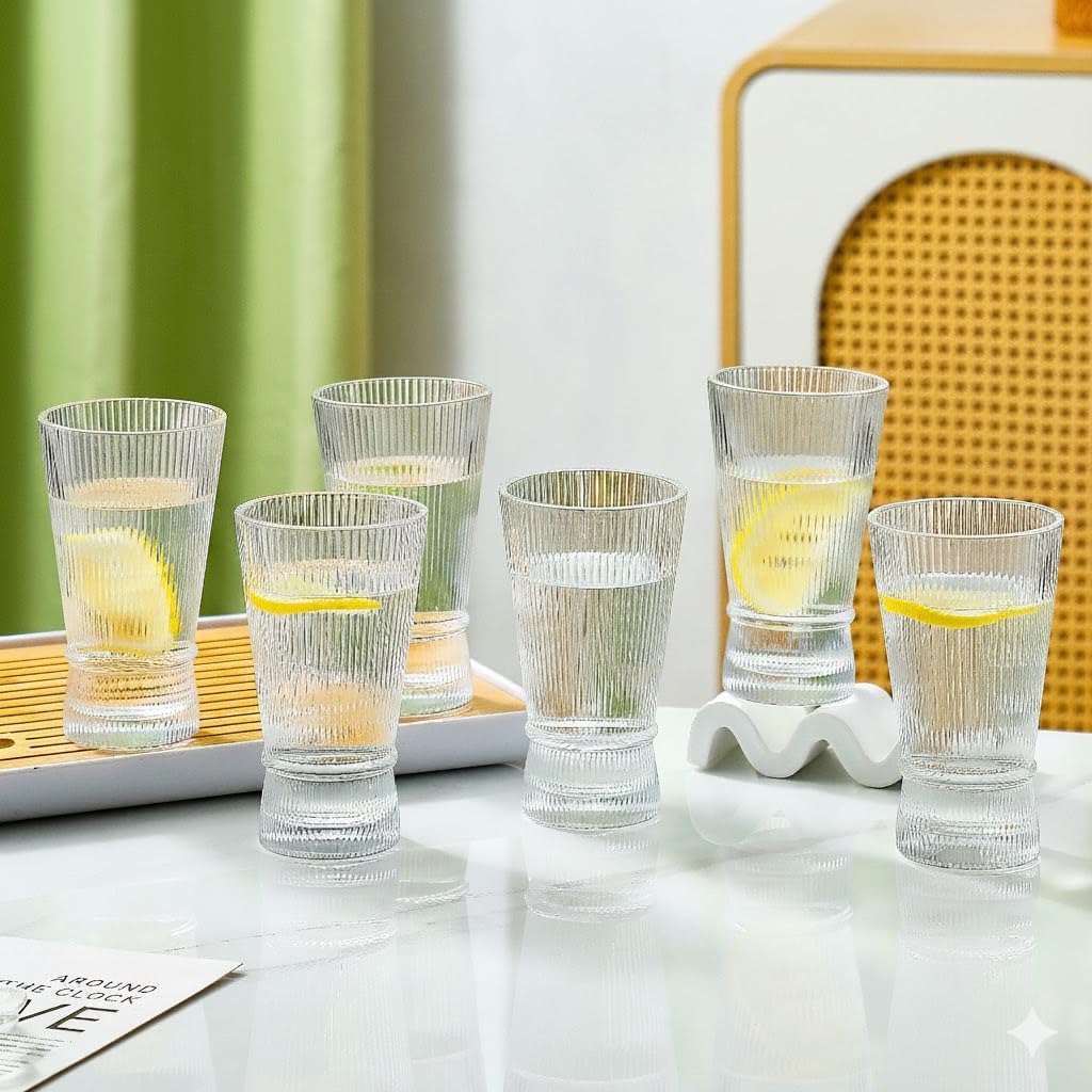 Avantara Creation Serve Your Daily Beverages with Style Using This 6 Pcs Water Glass Set Featuring a Simple and Elegant Design These Glasses are Ideal for Water Juice and Everyday Drink Serving 1