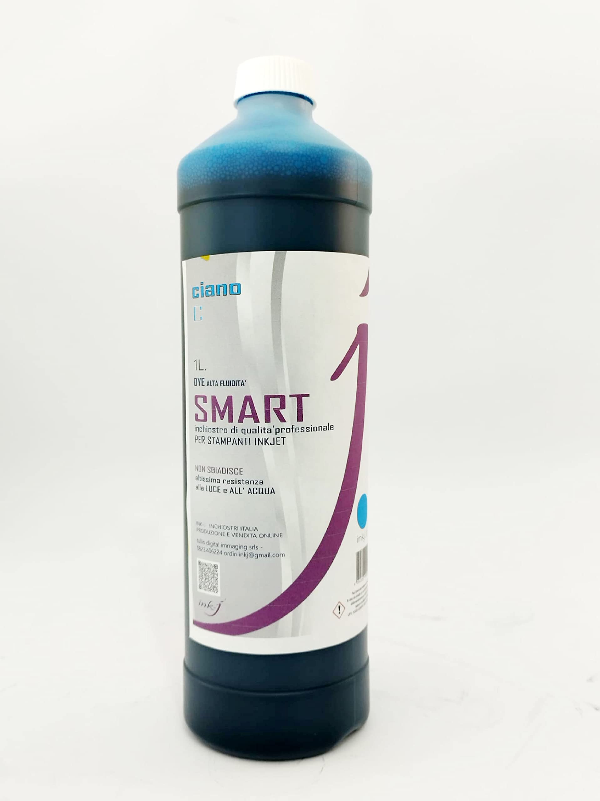 Ricarica Smart Ciano da 1 Litro per HP PAGE WIDE TUTTE LE SERIE, INCHIOSTRO DYE INDELEBILE PER CARTUCCE E SERBATOI, PULISCE GLI UGELLI IN FASE DI STAMPA