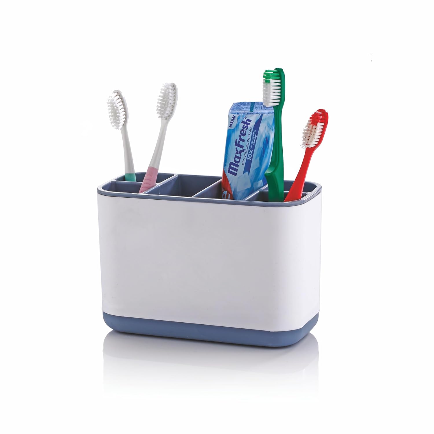 New year Sale 6-Compartment Multi-Purpose Kitchen Organizer for Cutlery, Tools, Cosmetic, Desk, Stationery, and Sink Brushes – Versatile Toothbrush Storage Caddy Detachable top & bottem (Gray)