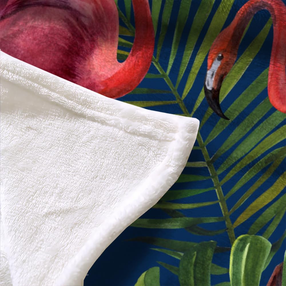 Couverture Tropicales Palmier Feuilles Enfant Garcon Fille,Couverture Polaire Epaisse Hiver Chaude Doux Été Camping,Flanelle Flamant 3D Plaids,Couverture Lit 1 Personne 180X200,B4