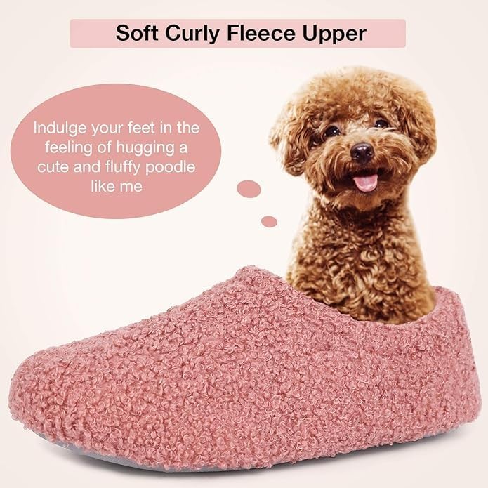 Women's Fuzzy Curly Fur Memory Foam Loafer Slippers with Polar Fleece Lining3