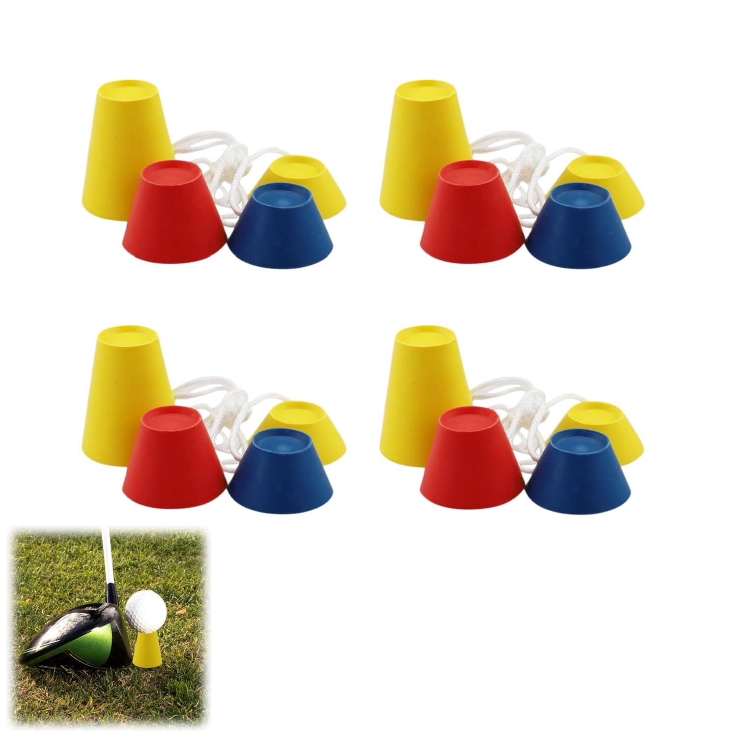 Bessy shop 16 Stück Golf Tees Aus Gummi,Golf Tees Kunststoff,Verschiedene Höhen und Mehrfarbig Gummi Golf Tees für frostige Tage Indoor Outdoor Training