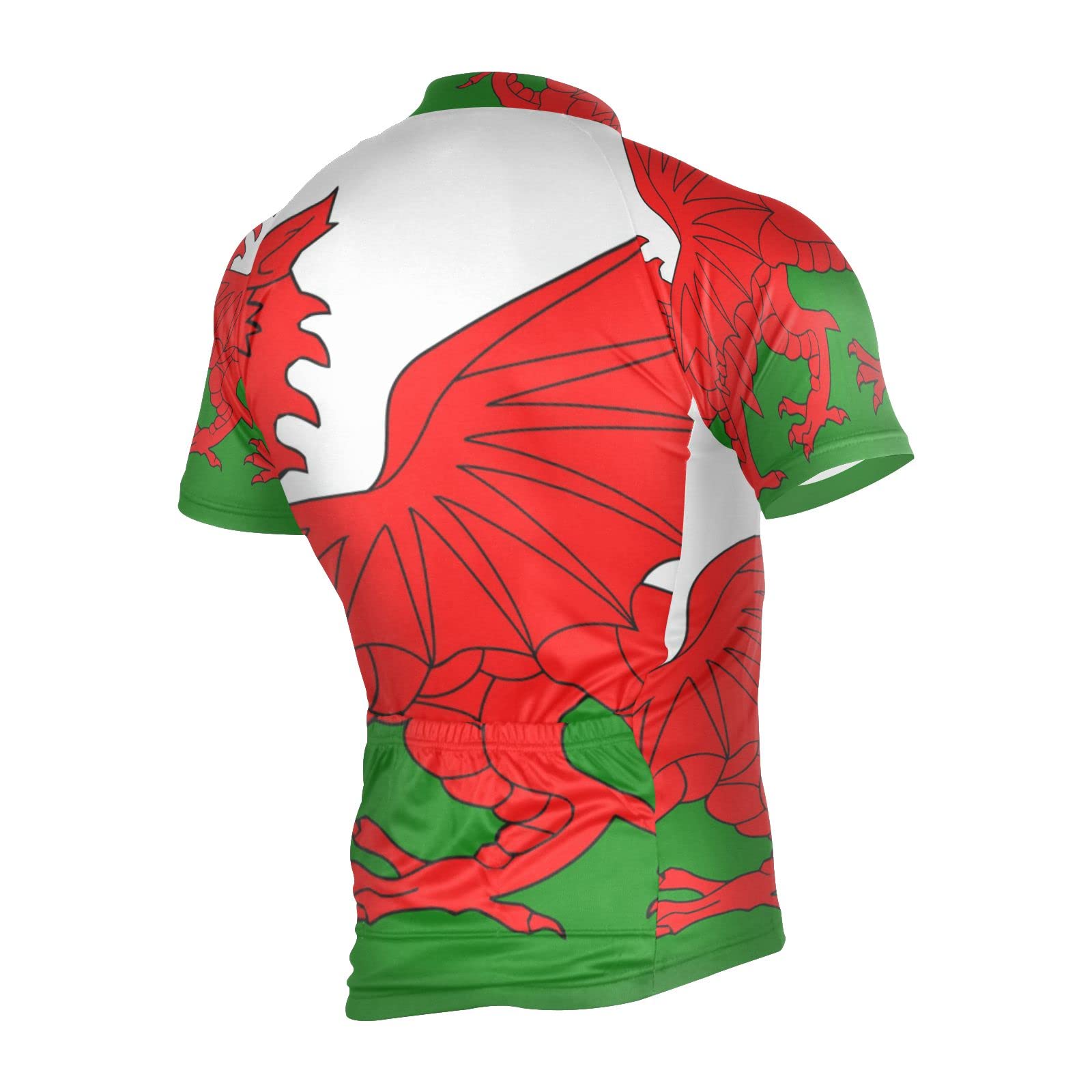 Wales Flag Men's Cycling Jersey Short Sleeve Bike Jacket Biking Bicycle Jersey Shirt