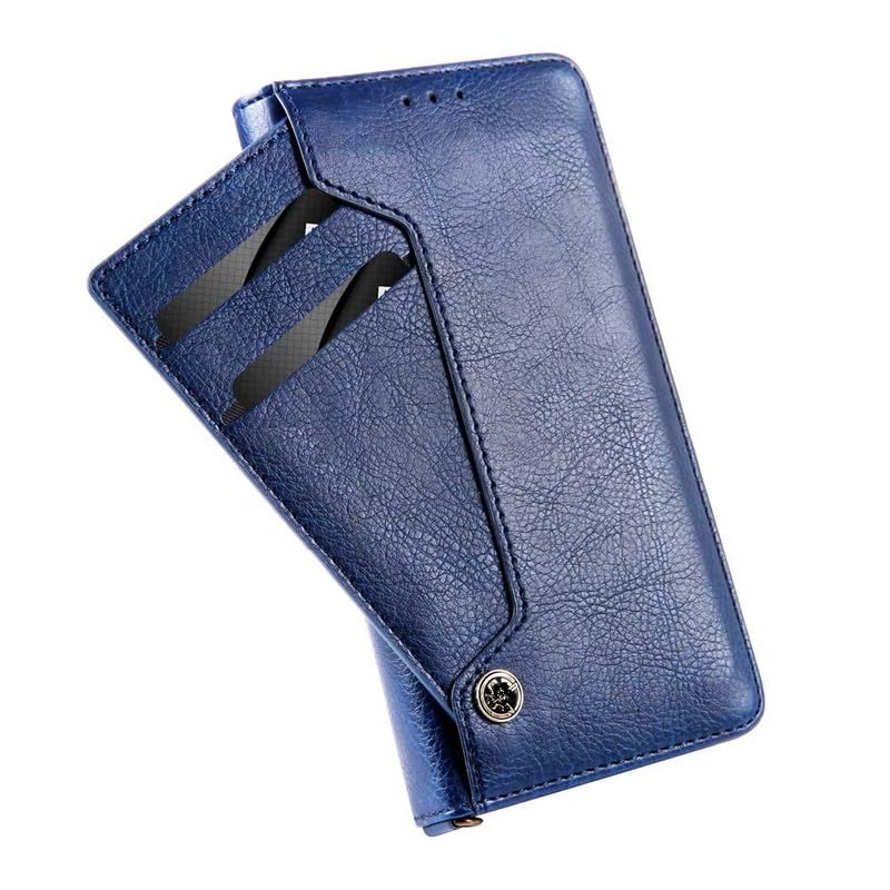 Image of Perkie Luxury Flipper Faux Leather Wallet Flip Case Kick Stand Magnetic Closure Flip Cover for iPhone 15 (Blue)
