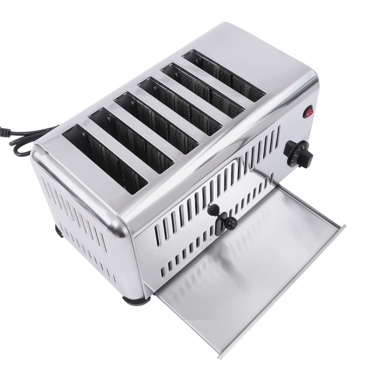 6 Slice Toaster, 110V Stainless Steel Bread Baking Machine Extra Wide Slots with Removable Crumb Tray for Commercial Home Restaurant Bakery