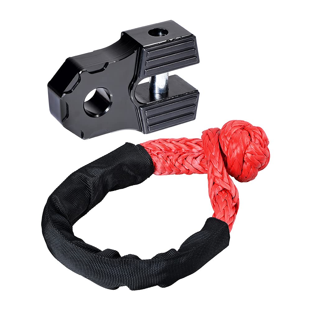 Astra Depot Winch Accessory Black Winch Shackle Mount Flat Towing Hook with Iron Pin & Rubber Guard-30,000 lbs & 1/2