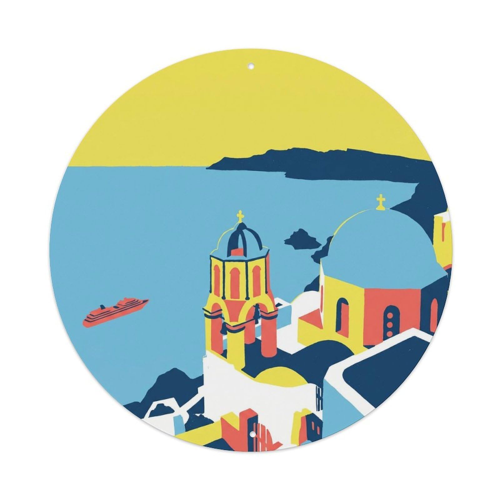 Greece Santorini Travel Mediterranean Feta Cheese Metal Tin Sign