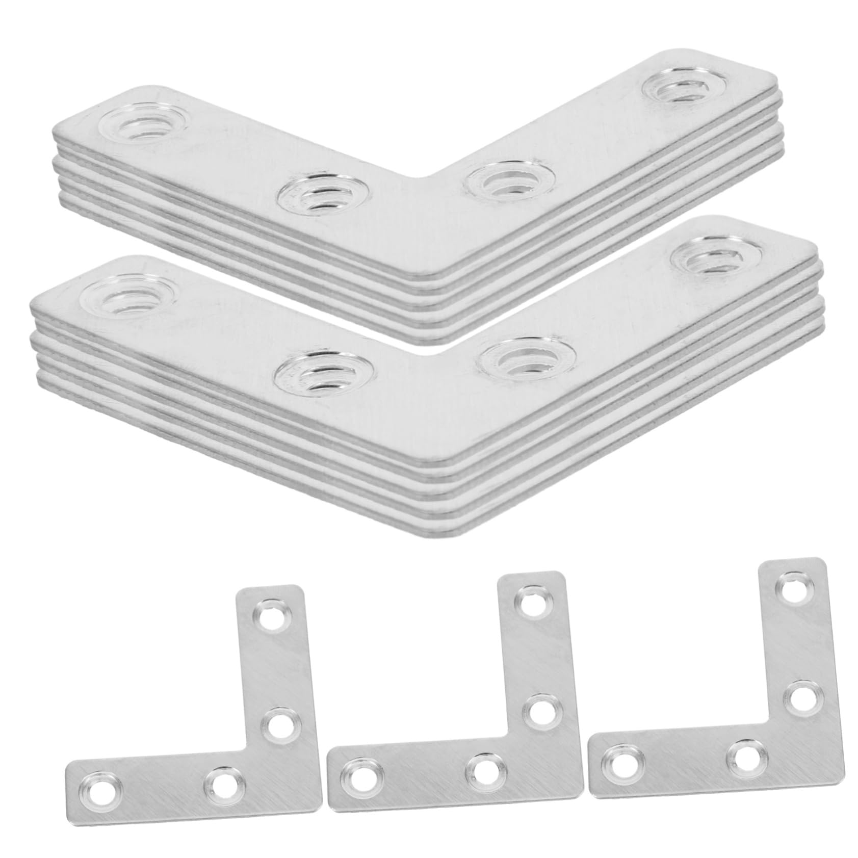 Mikikit 144pezzi Staffe Angolari Inox Per Armadi e Mobili Robuste Giunzioni Per Riparazioni e Fissaggio Design Piatto Per Uso e Resistente Alla