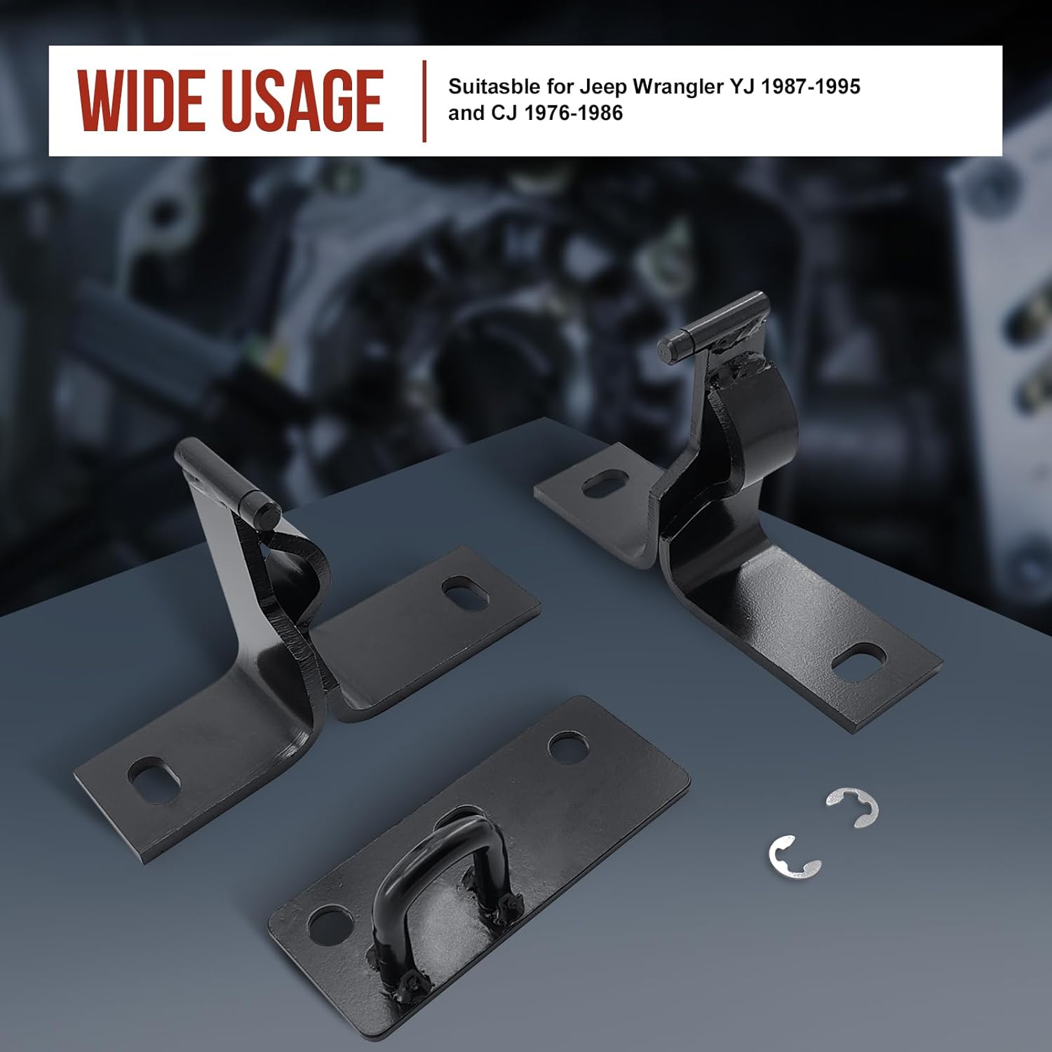 Rear Seat Mounting Brackets - Fold & Tumble Compatible with Jeep Wrangler YJ 1987-1995 & CJ 1976-1986