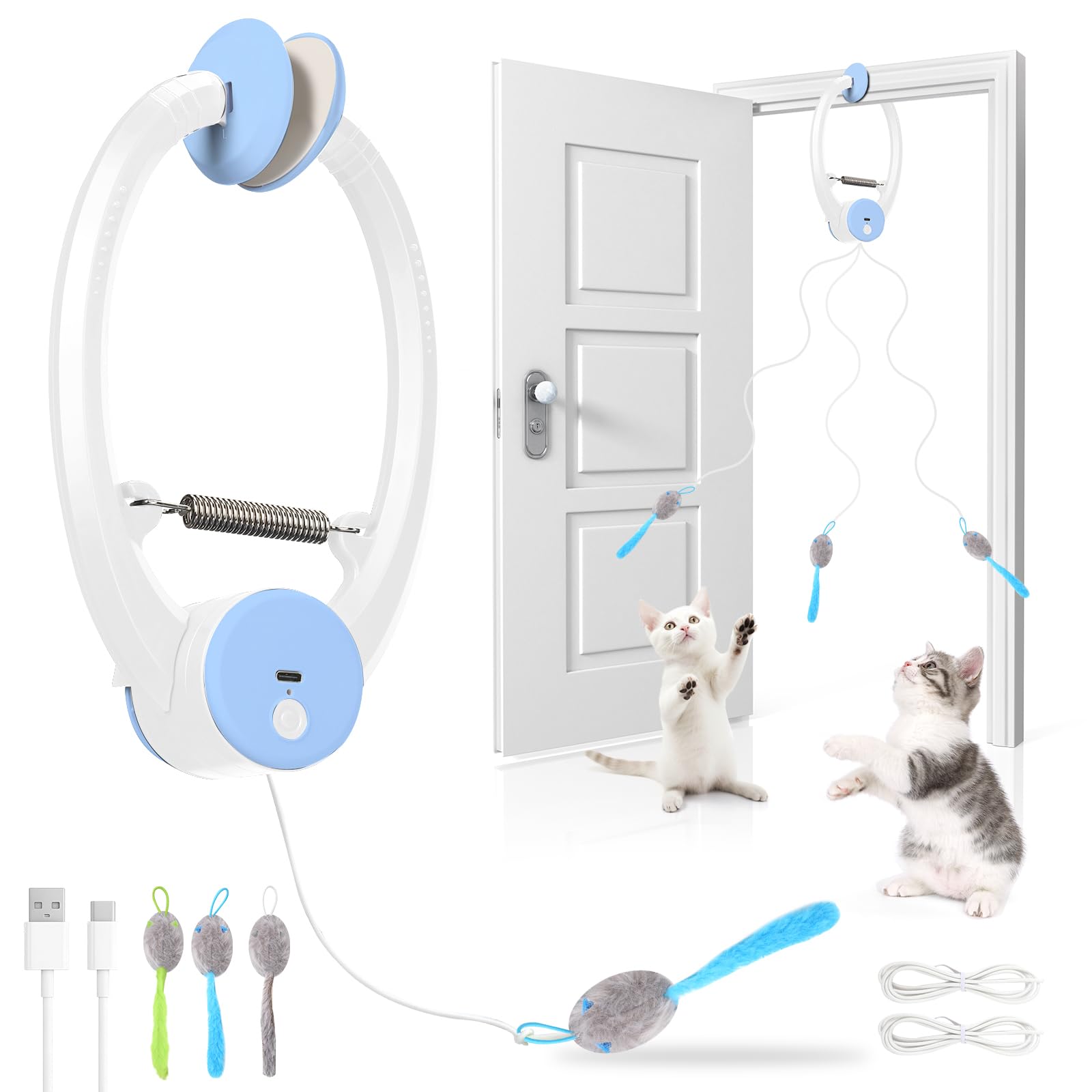 Giocattoli interattivi per gatti da interni, giocattolo elettrico automatico per gatti, migliori topi per gatti e adulti, giocattoli da appendere alla porta