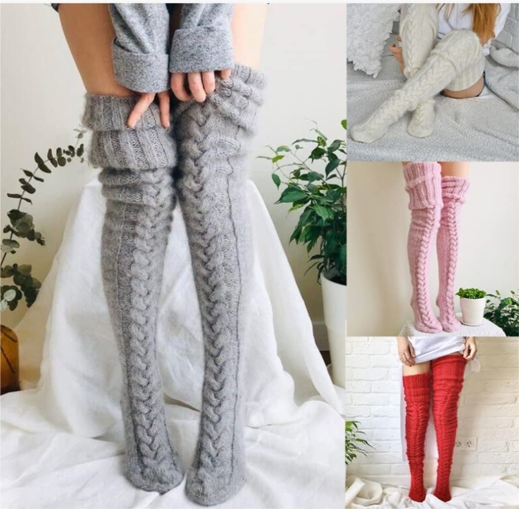Calzini Termici Calze Invernali Calze Alte Alla Coscia Calze Extra Lunghe Da Donna In Maglia Termica, Alla Moda, Sopra Il Ginocchio, Funky, Calde E Morbide Calzini