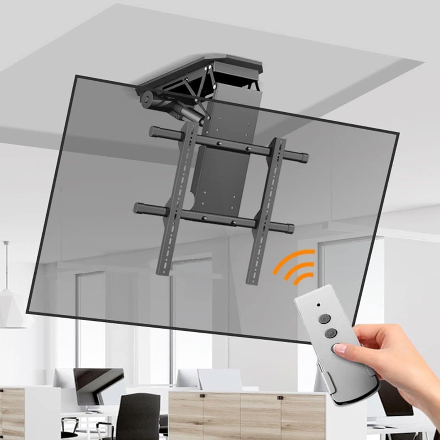 7UIYgtyO LNNW Motorized TV Mount for 50-90 Inch TVs, Ceiling TV Mount, Motorised TV Bracket With Remote Control And Switch Control TV Wall Bracket