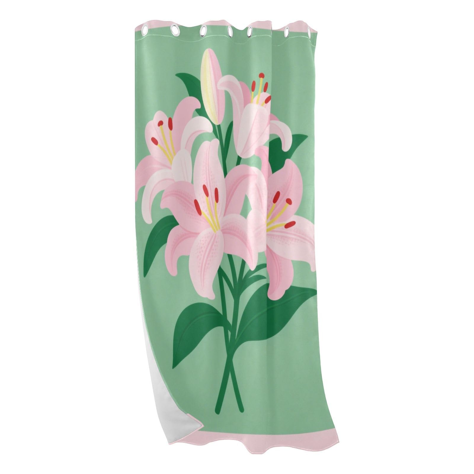 Rideau de fenêtre style minimaliste rose et vert fleur de lys