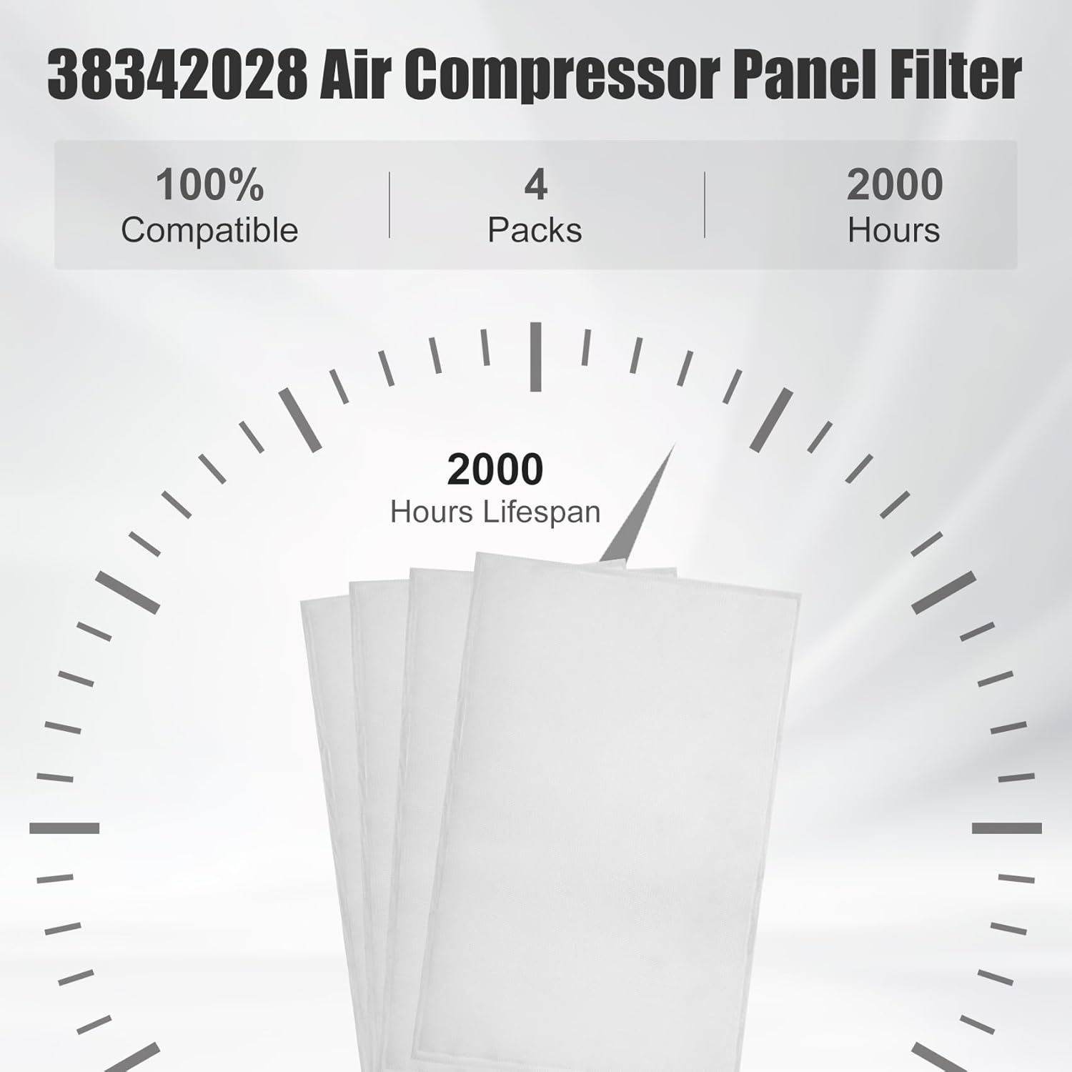 38342028 Panel Filter Pack of 4, 38342028 Rotary Screw Compressor Pre-Filter Compatible with Ingersoll Rand Air Compressor, 38342028 Air Compressor Pre-Filter for UP6 Series Compressors